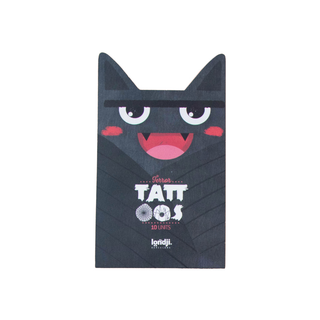 Temporary Halloween monster tattoos for kids with 10 spooky designs in packaging, Londji Kids Temporary Tattoos Terror dermatologically tested non-toxic, costume accessory