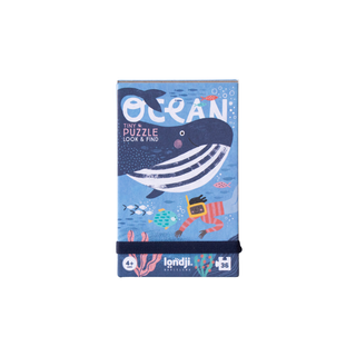 Ocean tiny puzzle for kids with 36 pieces and 12 sea creature cards in pocket box, Londji Ocean Tiny portable marine life jigsaw, screen-free travel activity, ages 4 plus