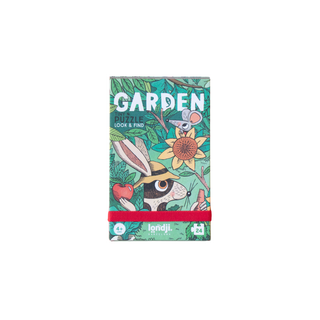 Garden tiny puzzle for kids with 24 pieces and 12 seek-and-find cards in pocket box, Londji Rabbit's Garden Tiny portable jigsaw, travel activity for ages 4 plus