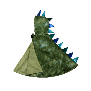 Toddler dragon dress-up cape with spiky hood and tail detail, soft plush with breakaway Velcro, Great Pretenders mythical creature costume ages 2 to 3