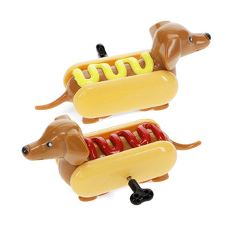 Wind-up toy for kids, Rex London Wind Up Hot Dog Racers Set of 2, pocket-money fun that races across the table, ages 3 plus