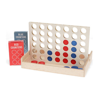 Family game for kids, Rex London Wooden Four in a Row Game, screen-free play for game nights and travel, ages 3 plus