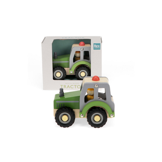 Wooden Push Along Digger Tractor Green