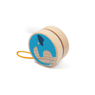 Wooden yo-yo for kids with elephant design in sustainable beech wood, Londji Elephant Yo-Yo traditional skill toy, small birthday gift for children aged 5 plus