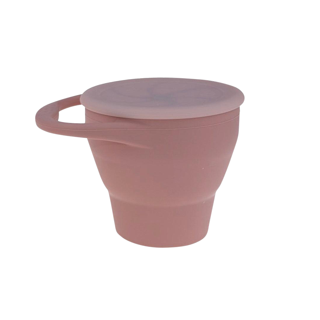 Collapsible Silicone Snack Pot for Kids Pink