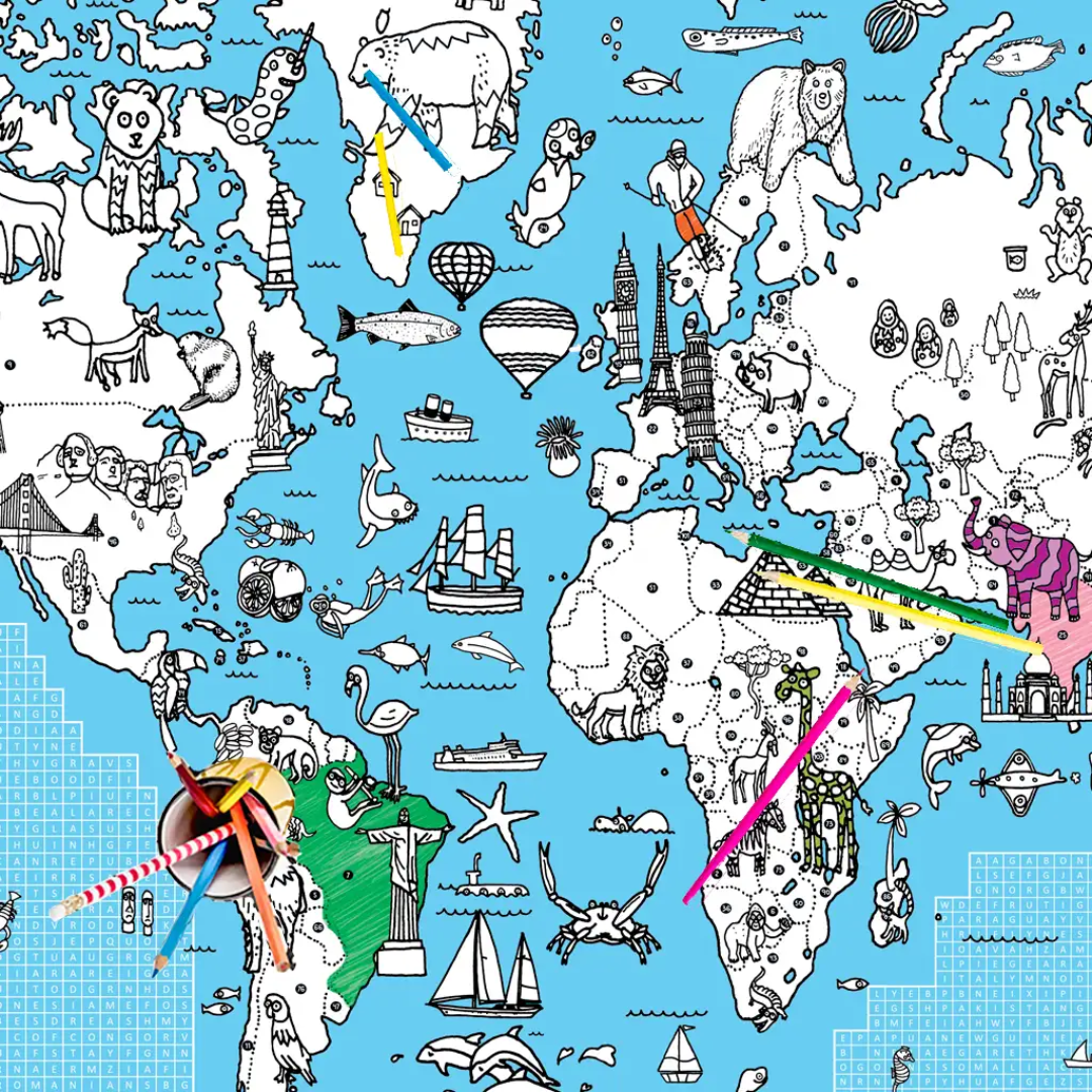 Colour-in World Search Map Giant Poster