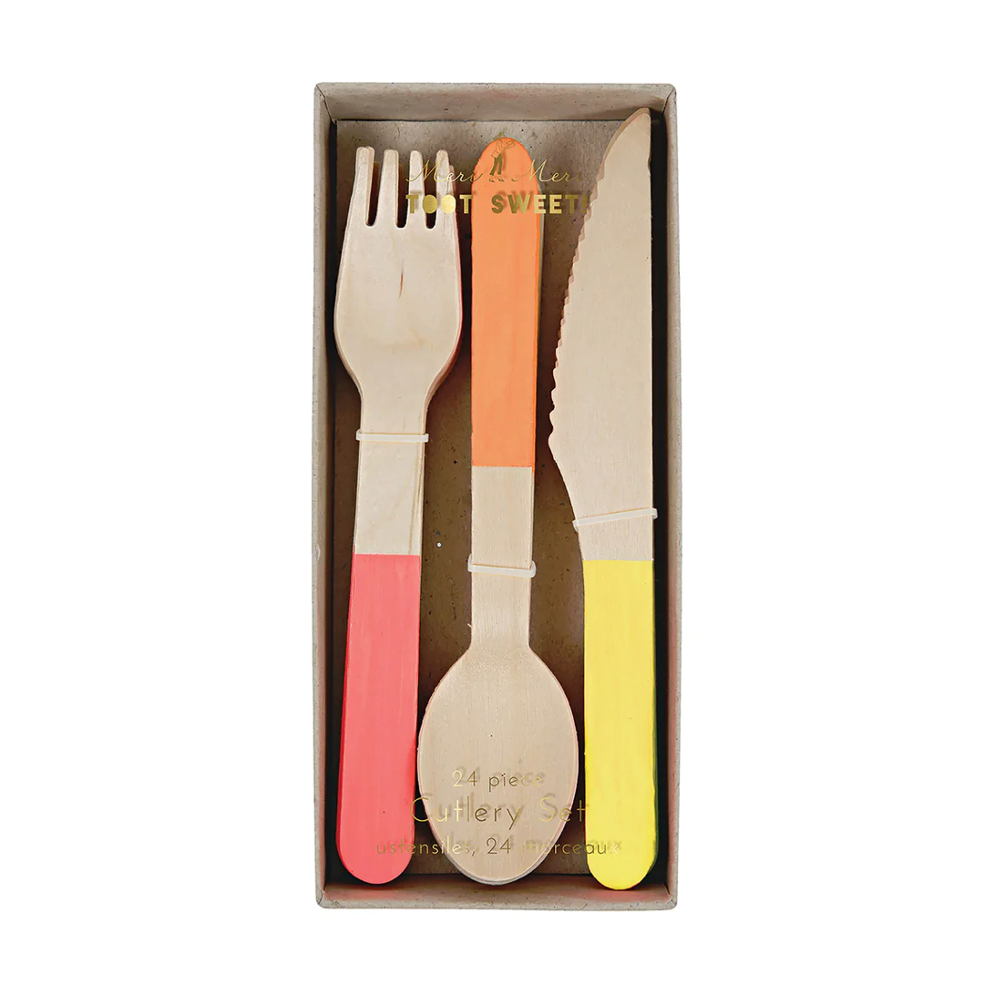 Neon Wooden Cutlery Set