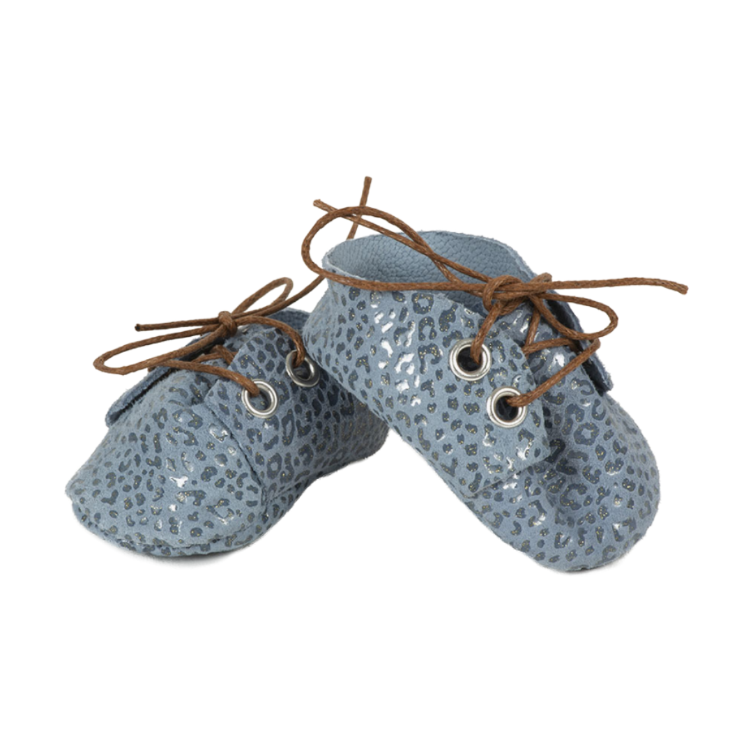 Doll Shoes Leather Blue Leopard Print