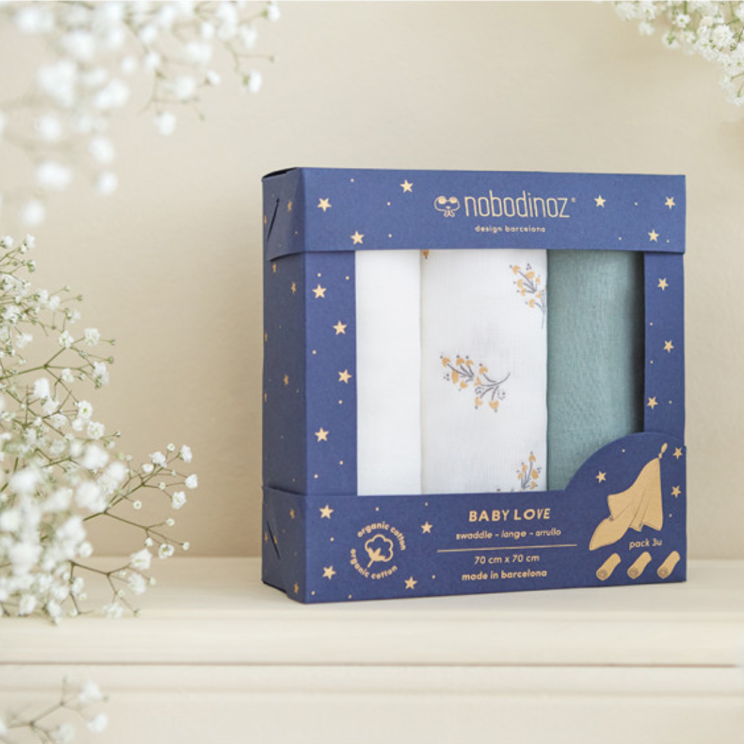 Box 3-pack Baby Love Swaddle - Flore