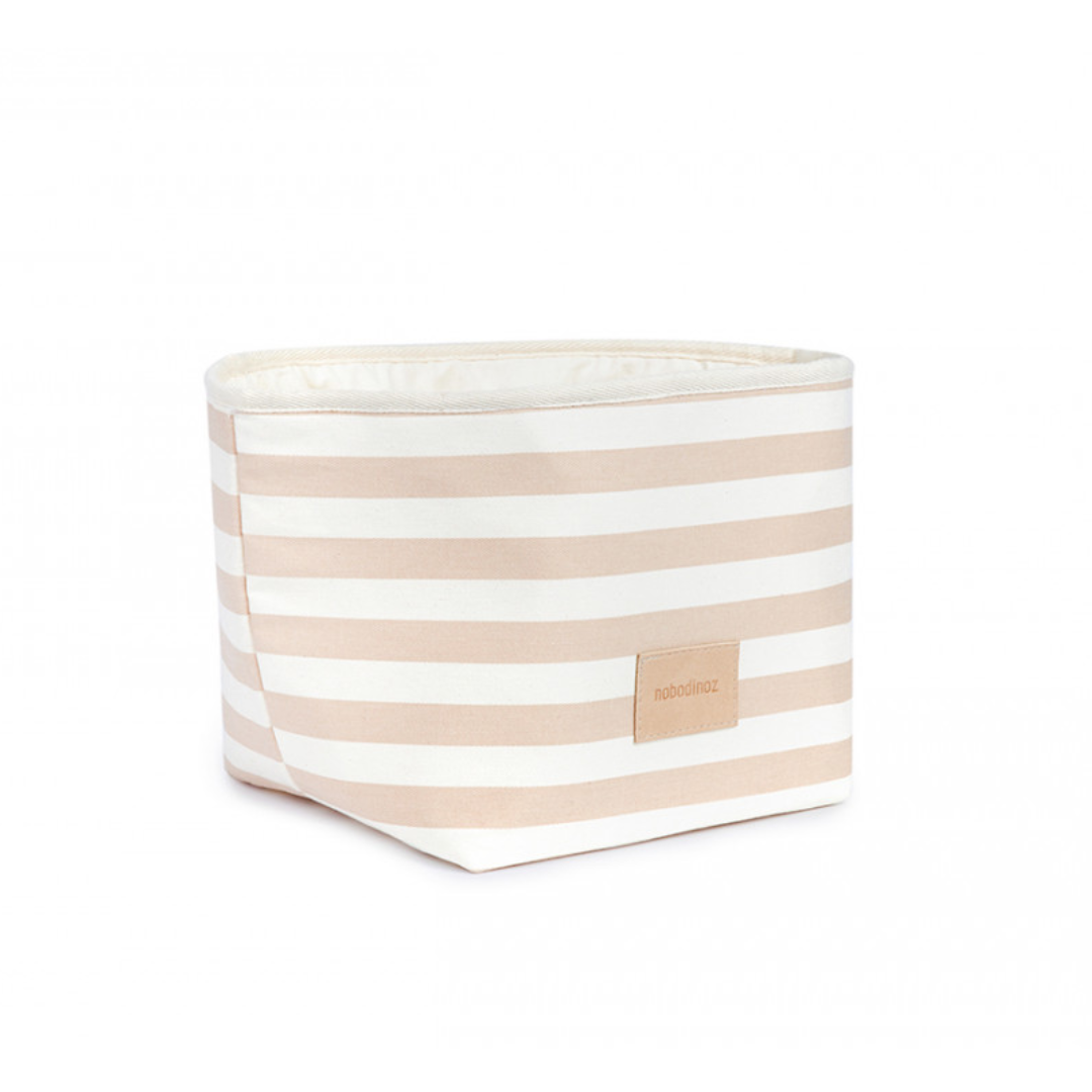 Little Django Toy Basket Taupe Thin Stripes Natural