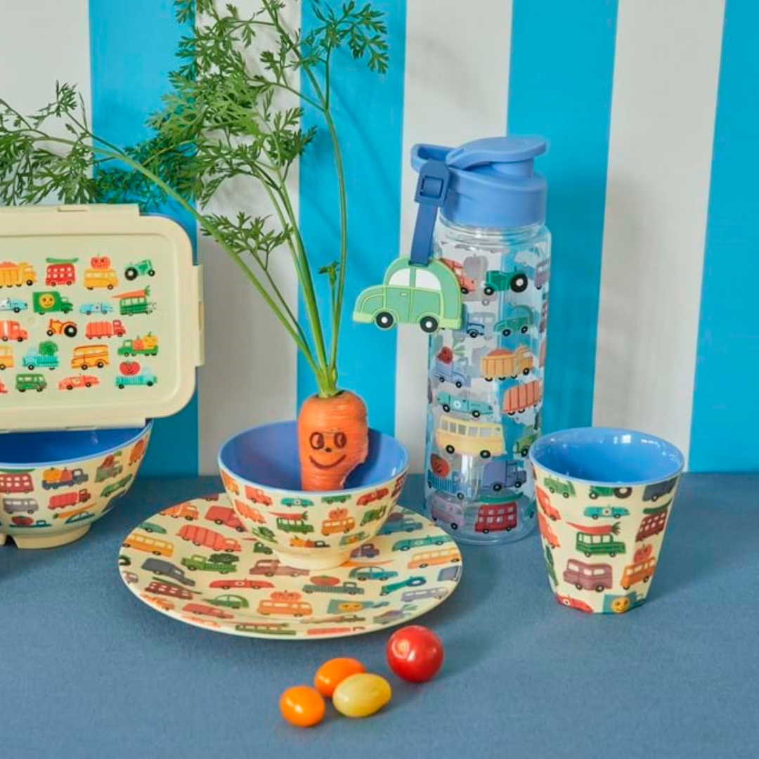 Small Melamine Bowl with Happy Cars Print