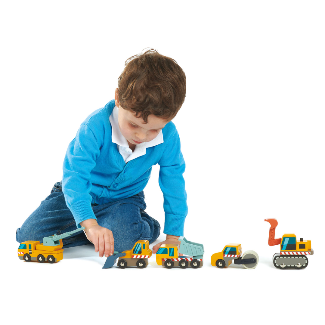 Wooden Construction Site Vehicles for Kids