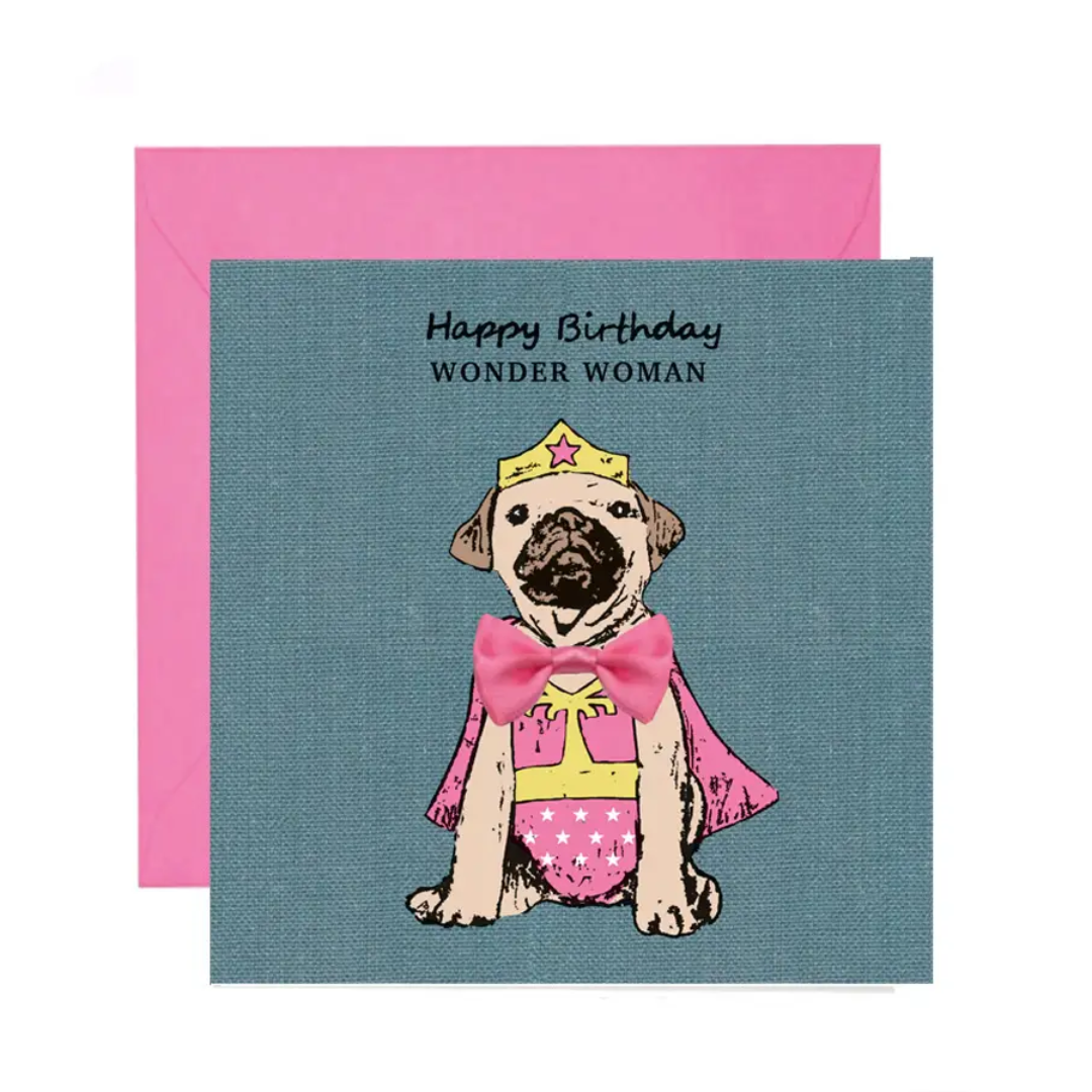 Wonder woman Dog Birthday Greetings Card