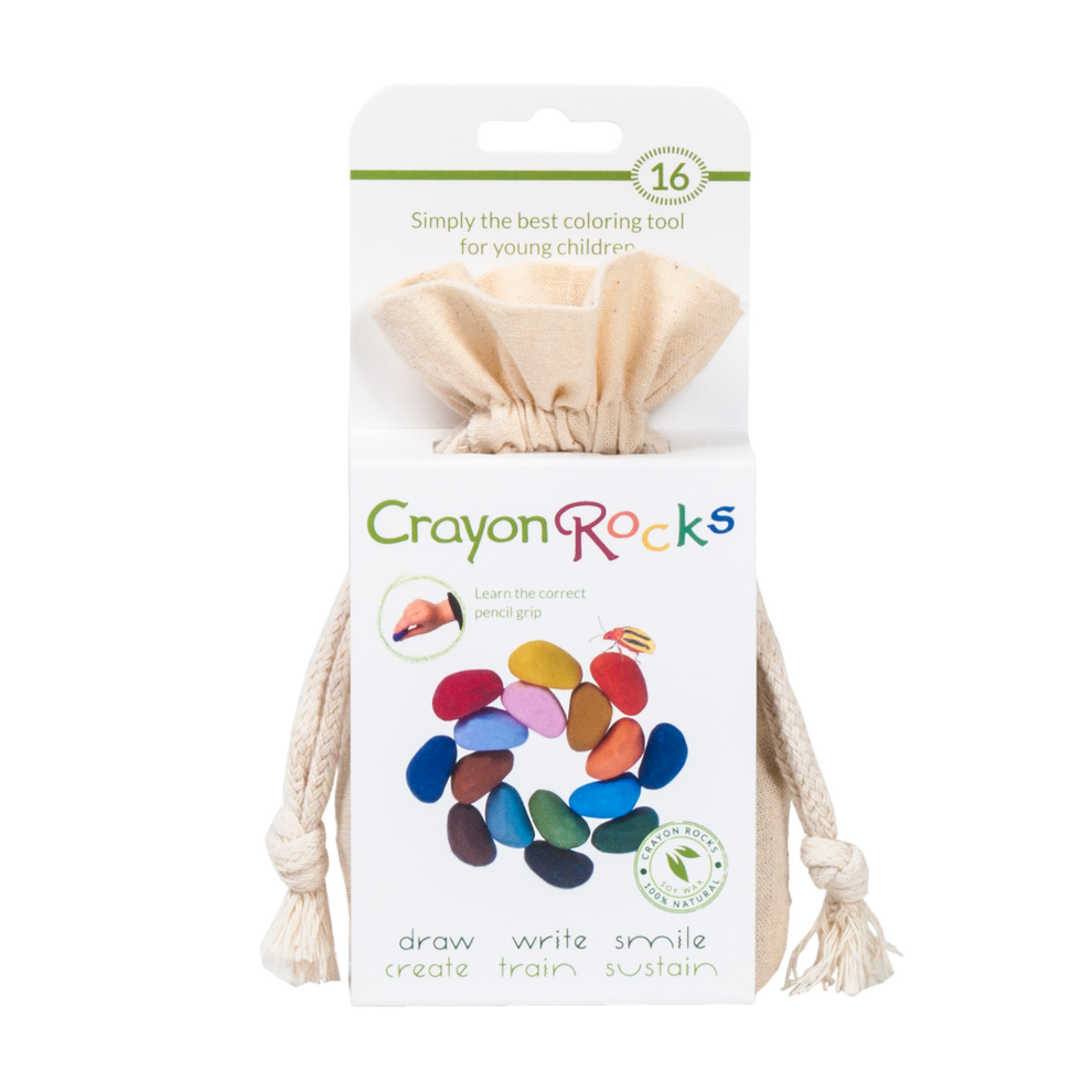 Crayon Rocks 16 pieces in Ecru Cotton Muslin Bag