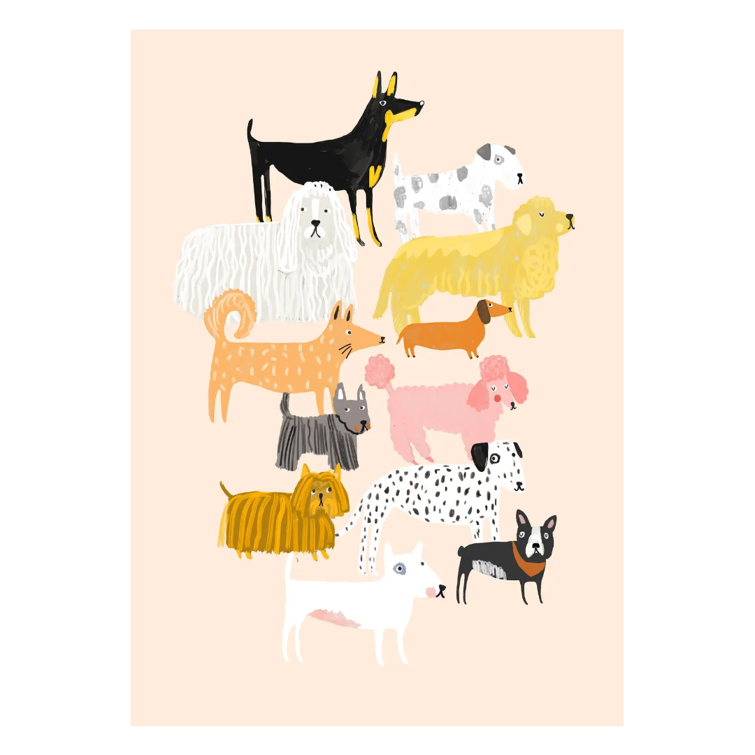 Pink Dogs Print - A3