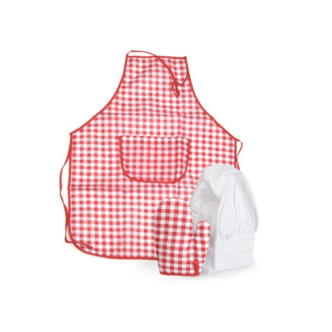 Apron, Glove & Hat Red Vichy