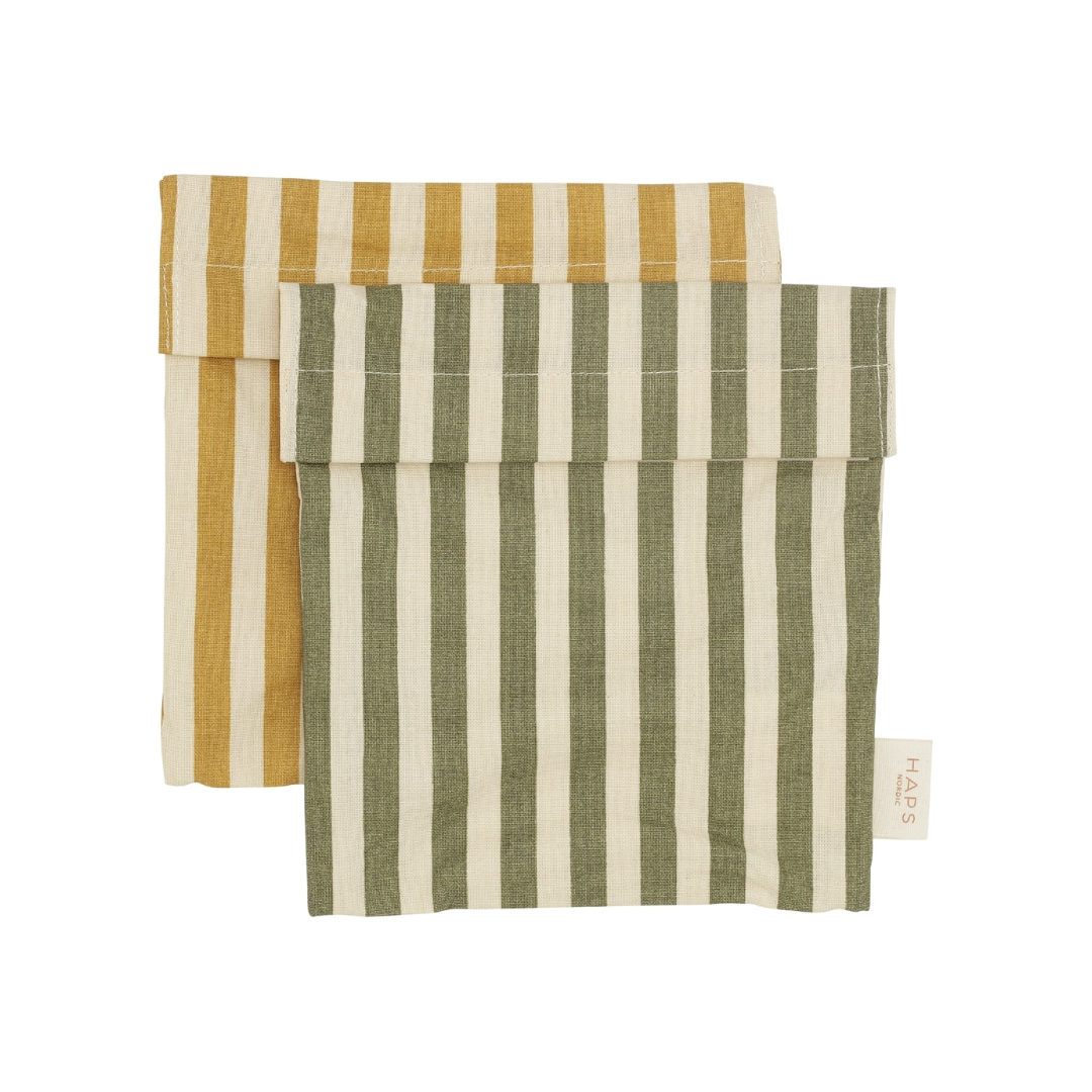 Sandwich Bag 2-pack Marine Stripe Mustard/Olive