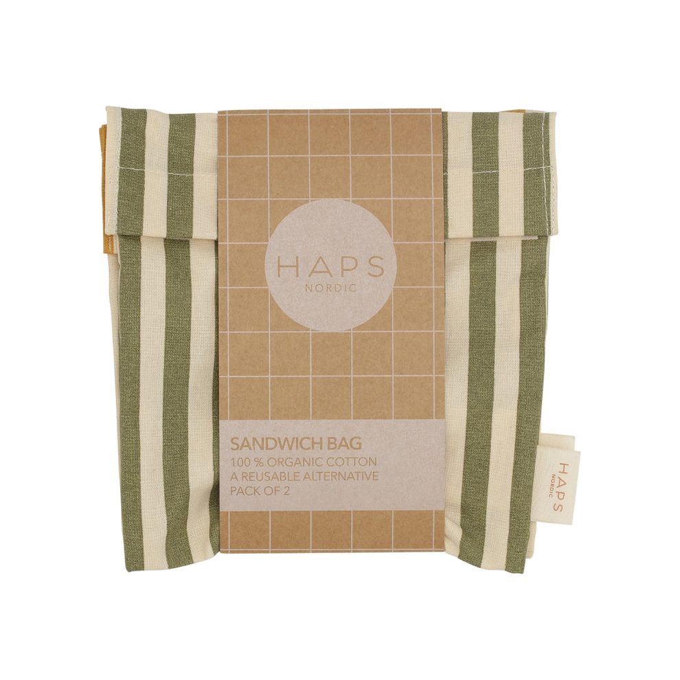 Sandwich Bag 2-pack Marine Stripe Mustard/Olive