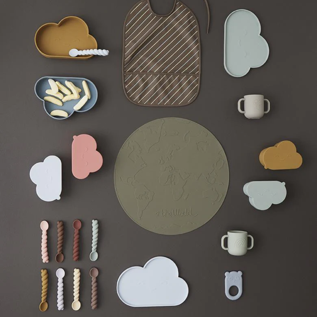 Chloe Cloud Plate & Bowl - Light Rubber, Coral