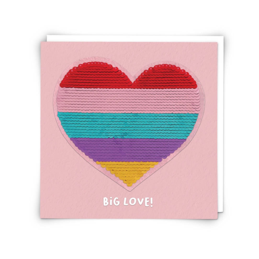 Heart Greetings Card with Reusable Reversible Sequin Patch