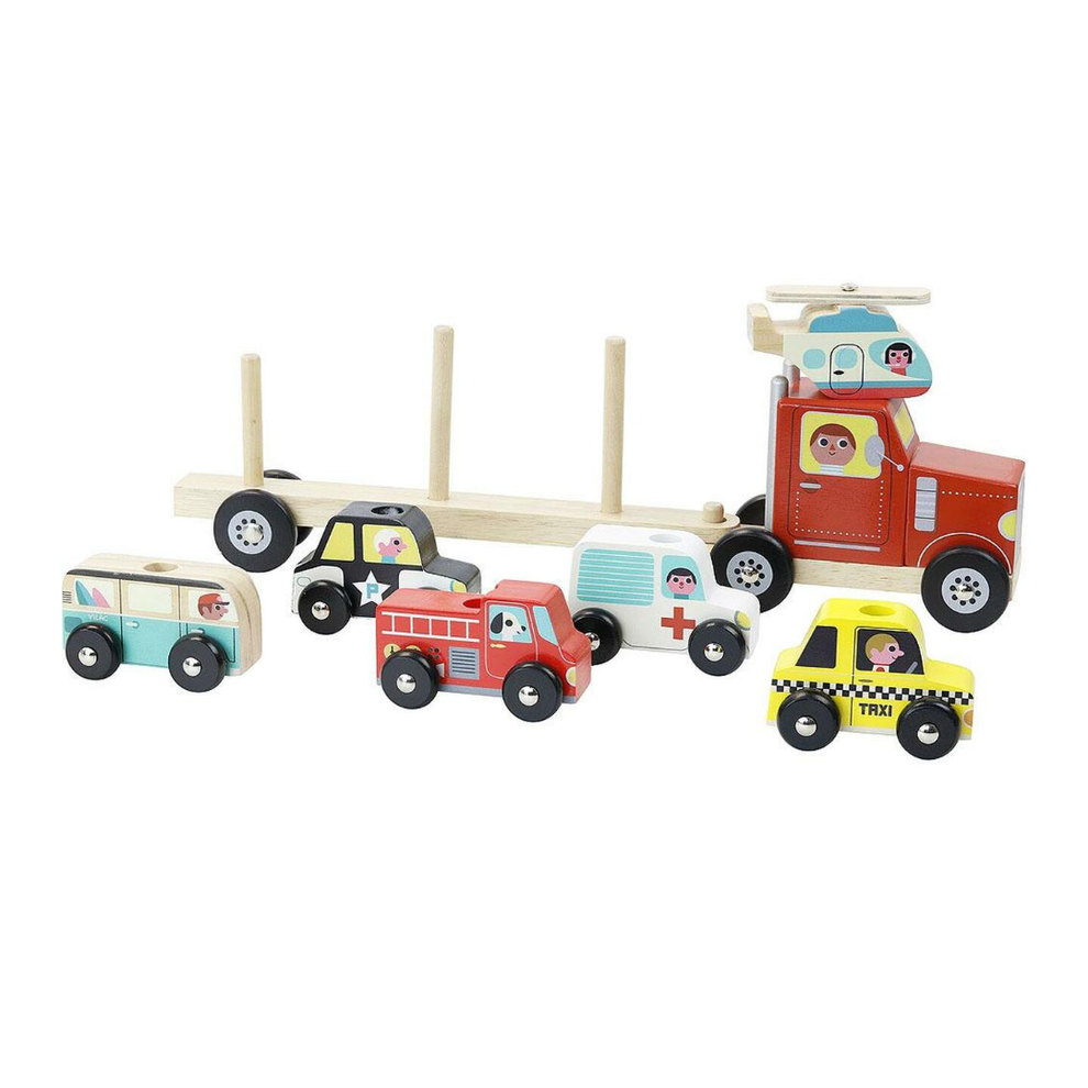 Truck and Trailer with Vehicles Stacking Game